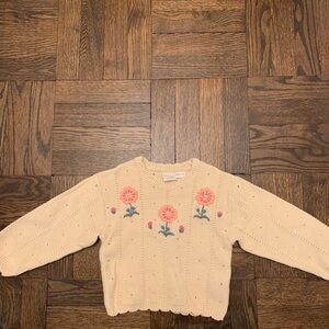 Zara Floral Embroidered Cream Sweater